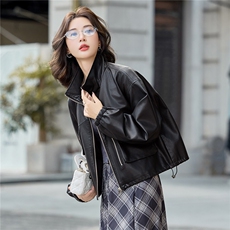 2025秋季女装新款大量现货时尚休闲港风短款皮衣外套，女装皮衣，缘衣格