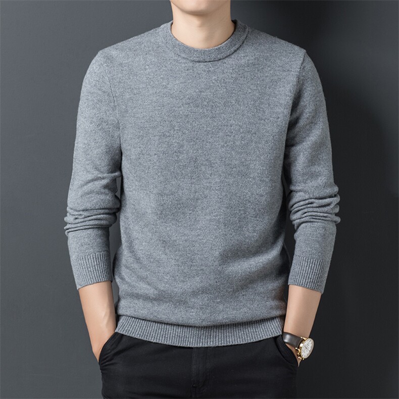 AJsj608钱塘2020-3冬季新款男士加厚纯羊毛圆纯色百搭领毛衣P127,男装针织衫/毛衣,钱塘207-3