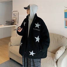 1港风羊羔毛加棉加厚棉衣男情侣潮反光星夹克男YG7516P125控158，男装夹克，星座226-2
