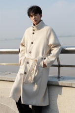 冬季宽松休闲毛呢大衣男韩版过膝呢子外套风衣潮XZ811A-F308-P138，男装风衣，星座811A