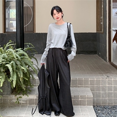 韩系淡人穿搭气质一整套女2025秋季不规则马甲打底衫阔腿裤三件套，女装套装/套裙，2C057