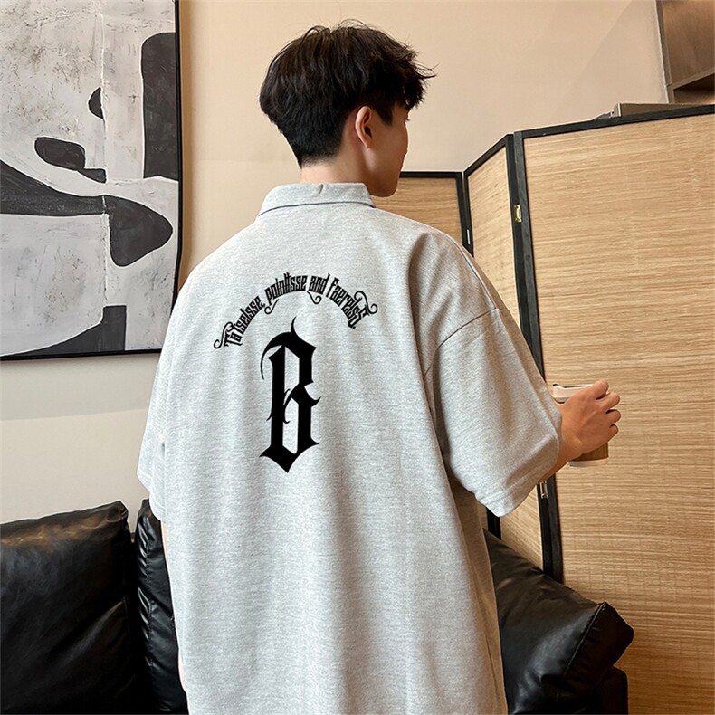 可设48小时支持抖音得物来样二开 网眼透气翻领t恤美式短袖POLO衫图片