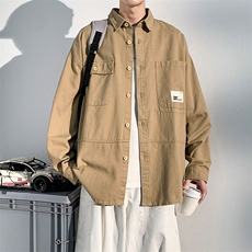 衬衫男2025春季新款港风大码宽松纯棉工装长袖衬衣CS800-特P45，男装衬衫，星座214-3