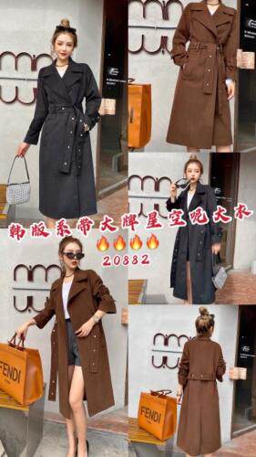 黑咖两色星空呢大衣，女装，静魅