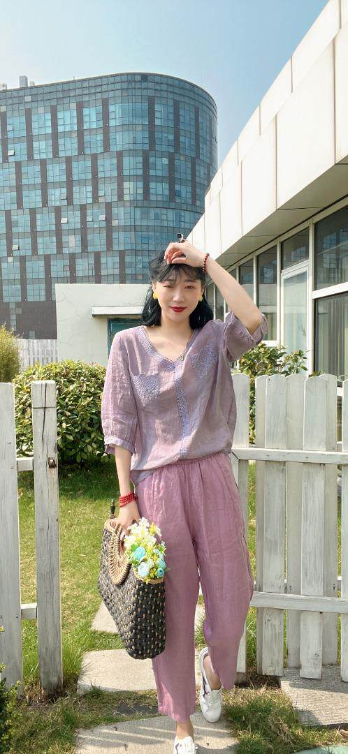 纯苎连衣裙小衫裤子裙子衬衣 时尚风 风淑女风休闲风，女装连衣裙，川哲