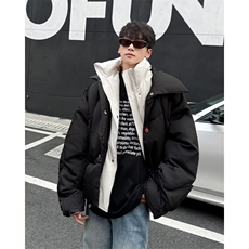 冬季2024新款美式双层领假两件棉服外套男士加厚宽松棉衣M9094，男装棉衣，星座506