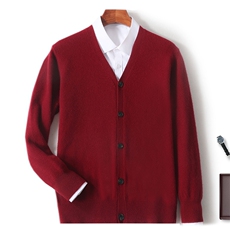 秋冬新款男士羊毛衫V领开衫时尚百搭舒适保暖外套，男装羊毛衫，牧圣羊绒