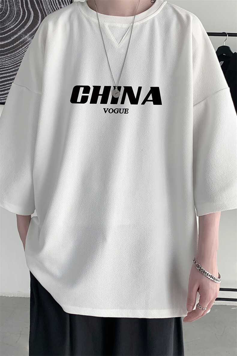 Q11001-P30春夏季七分袖t恤男大码五分袖男短袖中袖,男装T恤,电商A040