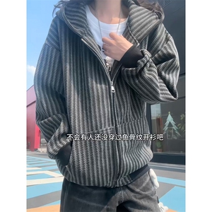 XZ809A/YGW02/P75/控118 重磅雪尼尔小香风开衫连帽卫衣外套图片