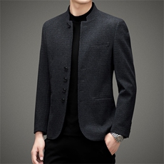 新款男士2023秋款中山装立领西装西服修身男装商务西装外套潮帅气，男装夹克，电商B212（原钱塘6029）