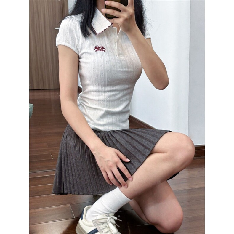 H0865-P35推荐包边拉肩刺绣正肩修身短袖T恤女,女装T恤,星座617A-2