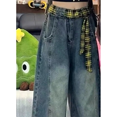 水洗做旧时尚阔腿牛仔裤男女春秋季新款宽松显瘦直筒长裤NB251，男装牛仔裤，星座1116A（原606A-3）