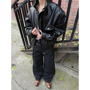 夹棉款美式高级感机车皮衣夹克男女外套款潮牌PU皮飞行服JK3345图片