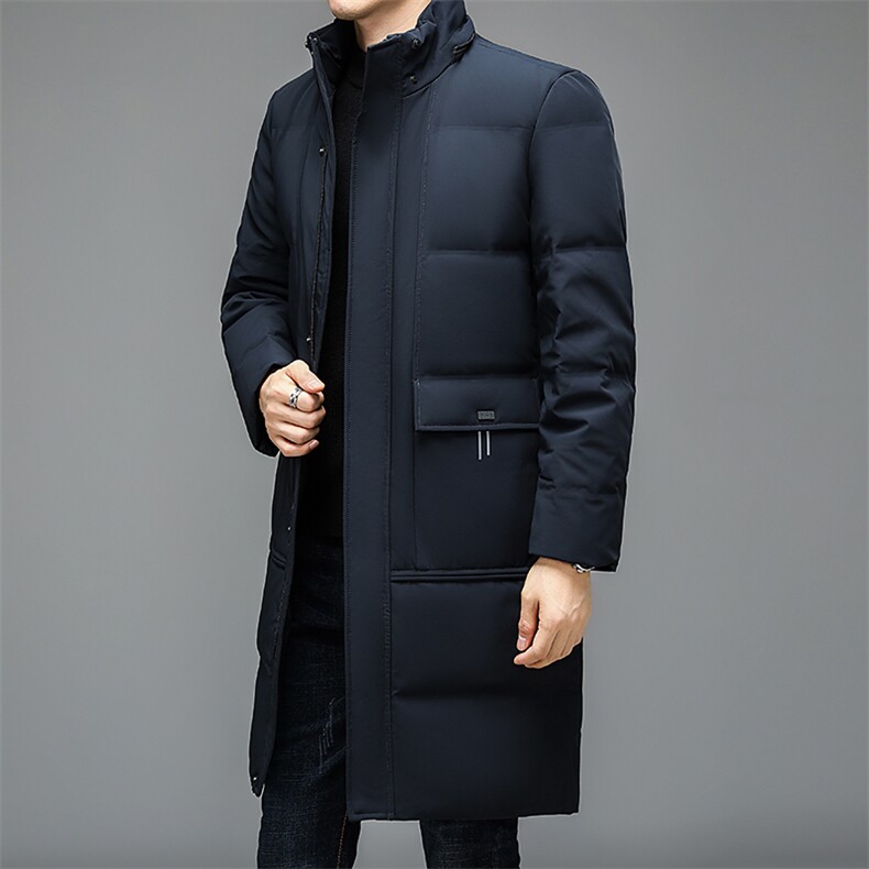 2023冬季新款男士中长款连帽羽绒服中年白鸭绒加厚保暖男装外套,男装羽绒服,电商B212（原钱塘6029）