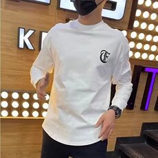 网红潮牌燕尾卫衣男秋季新款圆弧开衩字母休闲上衣服时尚百搭长袖，男装衬衫，星座506A