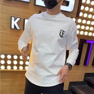 网红潮牌燕尾卫衣男秋季新款圆弧开衩字母休闲上衣服时尚百搭长袖图片