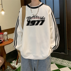 美式三杠条纹复圆领卫衣秋冬男女宽松长袖SW2449 -P45控68 50棉图片