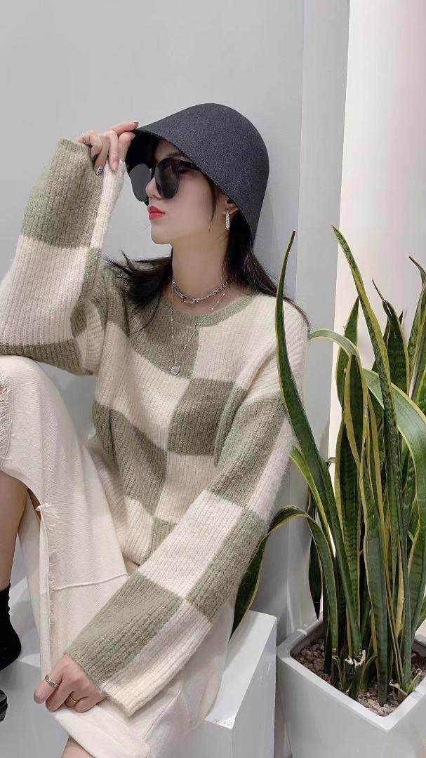 韩版拼接双色毛衣，女装针织衫/毛衣，SHANGCHUN·W 汪尚春