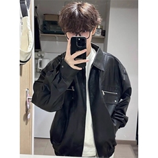 解构拉链短款皮衣外套痞帅炸街机车服美式复古夹克JK848特P73，男装夹克，星座908-1