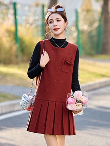 时尚气质百褶裙套装女2026年春新款优雅大气亮片背心连衣裙二件套图片