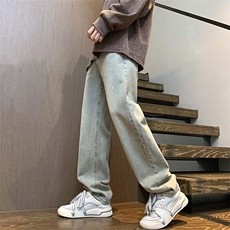 深度库存！牛仔裤美式高街复古直筒阔腿长裤男A080-9601-P40控68，男装牛仔裤，电商A080