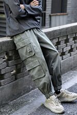 港风2021新款百搭爆款多口袋工装裤男休闲九分束脚裤K56-P60控78，男装休闲裤，星座810(原QT5070)
