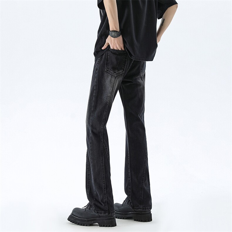 B221美式ins高街暗黑小众拼接修身牛仔裤LK24157-P60控78,男装牛仔裤,电商B221