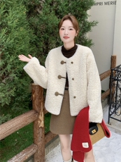 209-3286-P175-K258欧货皮毛一体羊羔毛外套2025年冬季，女装羊羔毛/颗粒绒，韩蜜菓