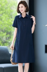 2024夏季新款时尚气质翻领收腰显瘦休闲舒适连衣裙，女装连衣裙，丽影随形
