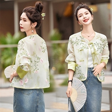 新中式短外套女2025夏季复古刺绣欧根纱薄款防晒衣外搭上衣，女装防晒衣，难舍钰依