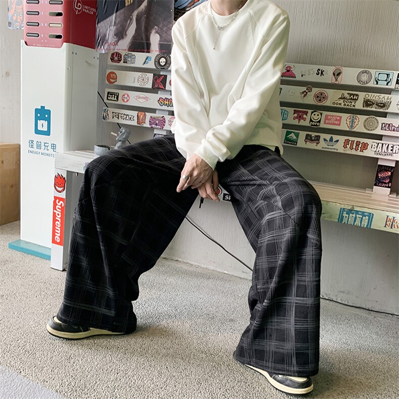902-103-P45肌理感格纹休闲裤男2025卫裤搭配卫衣毛衣夹克裤子,男装休闲裤,星座902A