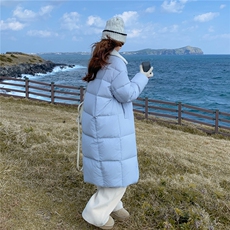 韩系氛围感蓝色90白鸭绒羽绒服女2025冬季新款娃娃领加厚保暖外套，女装羽绒服，2B187
