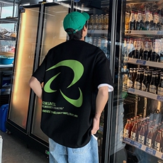 新款短袖t恤男女潮流印花感宽松半袖体恤衫男517A-2-T6628-P28，男装T恤，星座517A-2