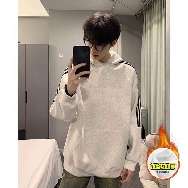 480G重磅加绒硬挺boxy男女秋冬美式高街结构三条杠织带卫衣厚外套，女装短外套，电商A486