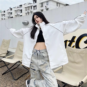潮流vibe百搭字母刺绣棒球夹克复古男女街头宽松美式外套潮 JK010图片