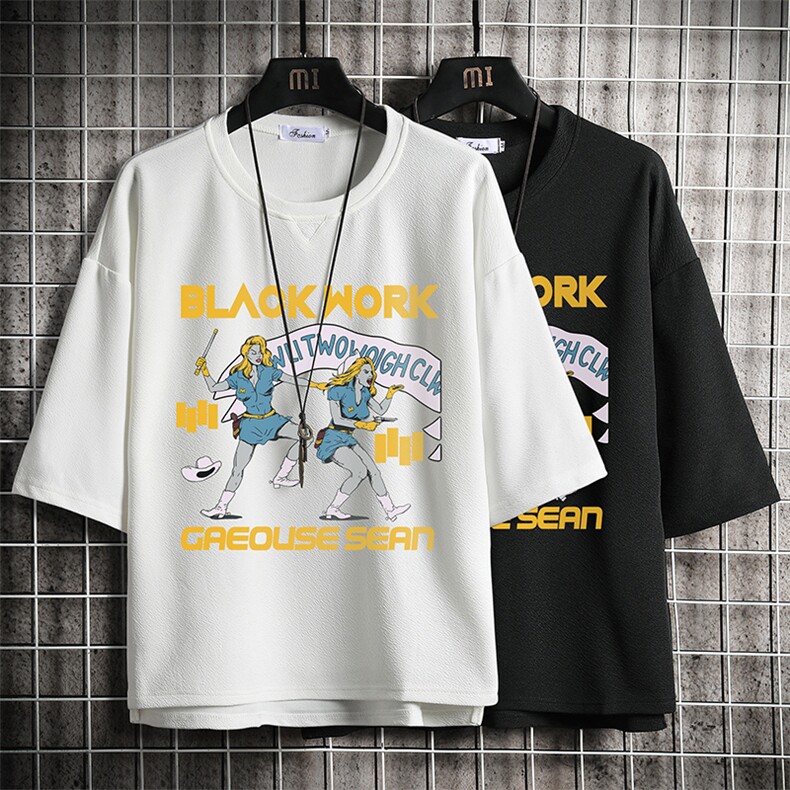 春夏季七分袖t恤男大码五分袖男短袖中袖网格挂拍Q11304-P30,男装T恤,电商A040A