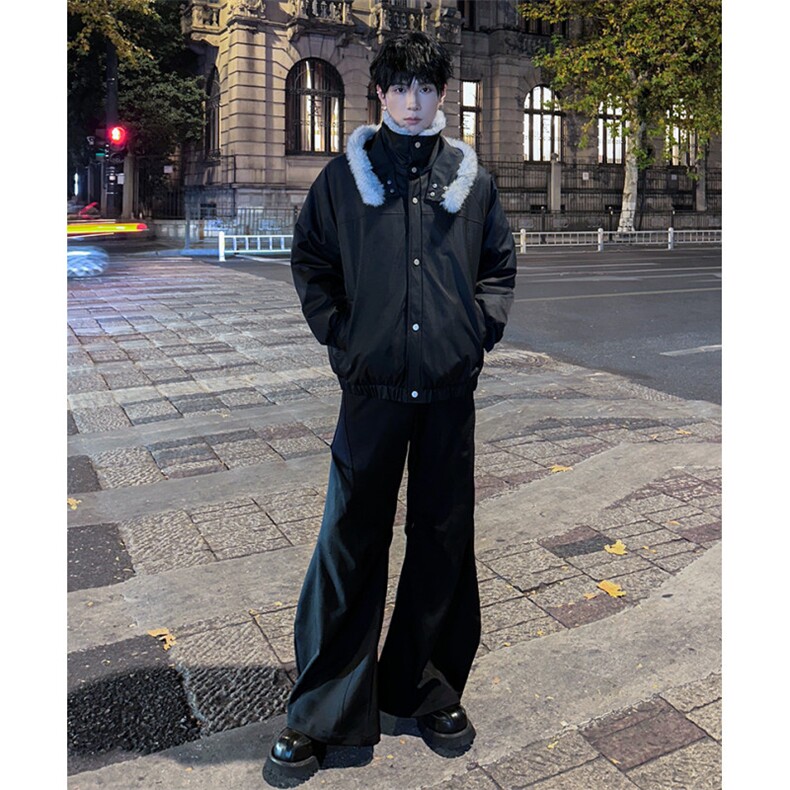 双层领座山雕毛领棉衣男冬季美式棉服高街休闲保暖外套,男装棉衣,星座903-1