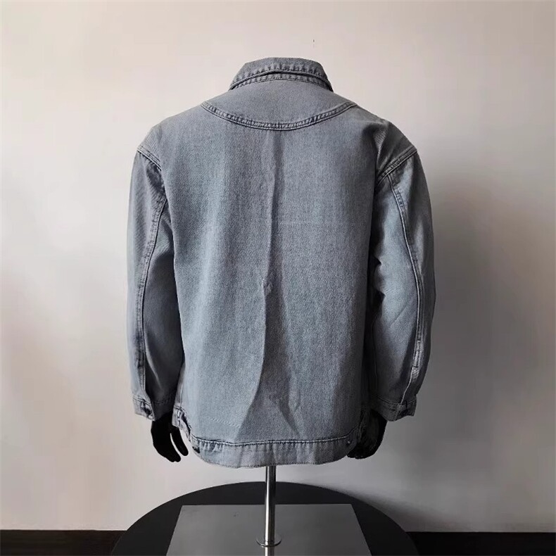 美式覆古三条杠翻领牛仔外套男潮流百搭短款工装夹克JK891-P73,男装工装外套,星座208-5