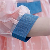 时尚女装夏季新款防晒衣甜美蕾丝拼接牛仔领长袖外套显瘦百搭上衣，女装防晒衣，凯瑟曼