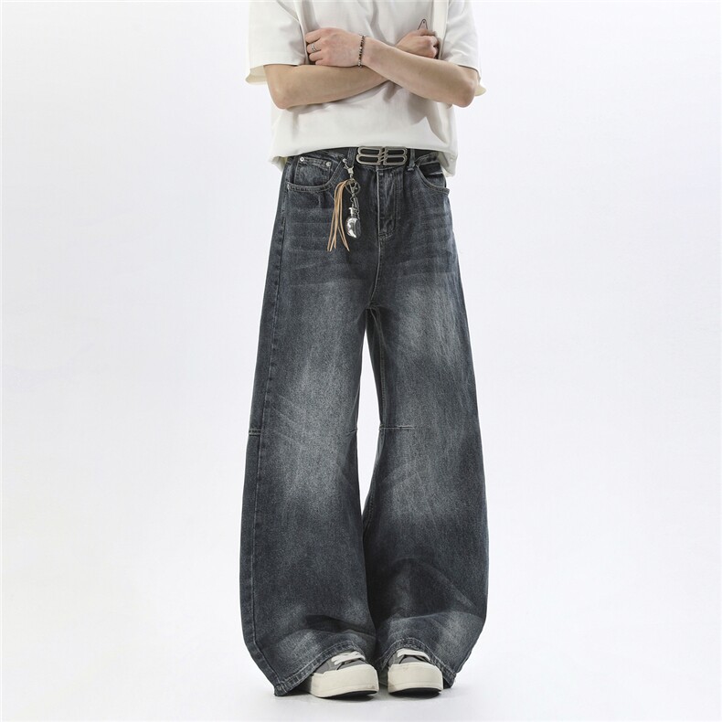xz905-Z087#P65美式高街宽松阔腿牛仔裤，男装牛仔裤，星座905