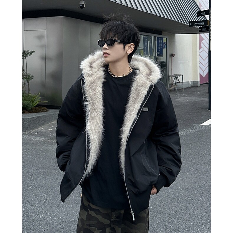 F630 P120冬季美式复古座山雕棉服外套男女短款连帽工装加厚夹克图片