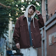 JK9968P85港风连帽假两件宽松百搭夹克外套，男装夹克，星座1204-3