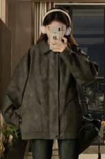 2025秋季新款女模内景大码美式高街皮夹克M-5XHJ25008-特P80，男装夹克，电商A022