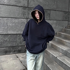 抖音得物高品质二开25秋冬美式重磅宽松纯色连帽贝壳刺绣卫衣W63，男装卫衣，电商A486-1