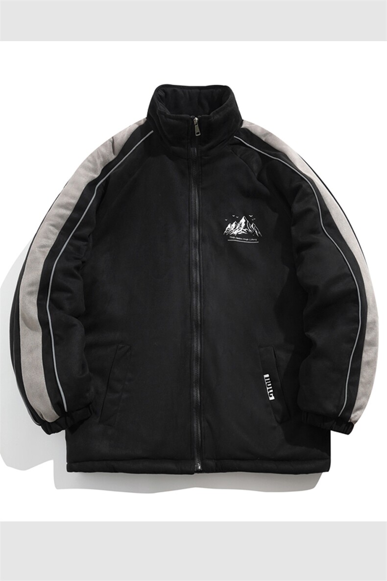 麂皮加绒棉衣棉服雪山印花面包服立领棉袄外套【量大有差1619HP90,男装棉衣,星座207