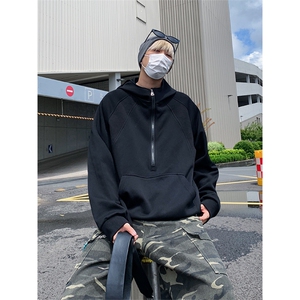 美式高街连帽卫衣男2025新款宽松半拉链帽衫外套W4688-特价P48图片