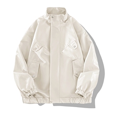 秋季男士皮衣休闲立领夹克百搭潮流外塔上衣A266-PY008-特P55，男装皮衣，电商A266