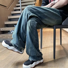 美式复古牛仔裤男夏季新款高街直筒裤宽松阔腿拖地长裤7271P45，男装牛仔裤，星座410-2