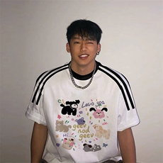 夏季美式高街重磅纯棉三条杠织带撞色男女短袖T恤ZD582-特P30，男装T恤，电商A486
