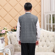 秋冬中老年人毛线马甲男士针织坎肩羊毛开襟背心加肥加大码，男装背心/马甲，亚东羊绒制品